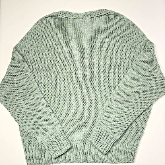 Annette Gortz Germany Green Open Knit V-Neck Sweater Lagenlook Women's Small - Picture 3 of 6